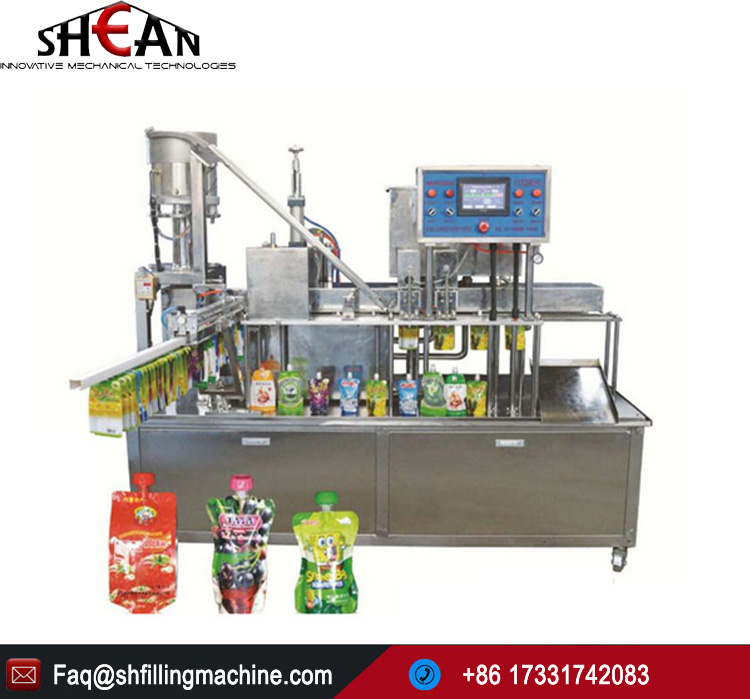 High Speed Spout Pouch Capping Machine Automatic Litchi Juice Filling Machine