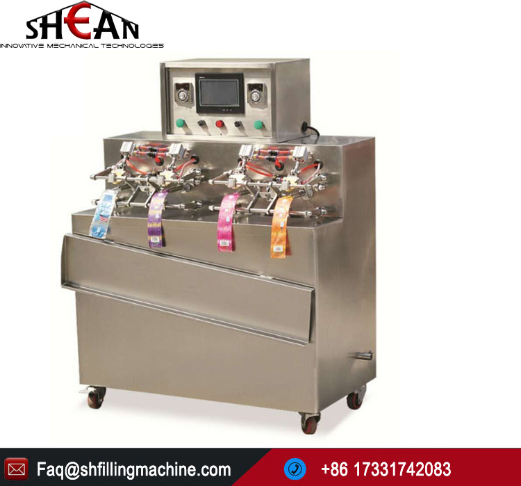 4 Heads Automatic Pre Shaped Flat Bag Juice Sealing Filling Machine