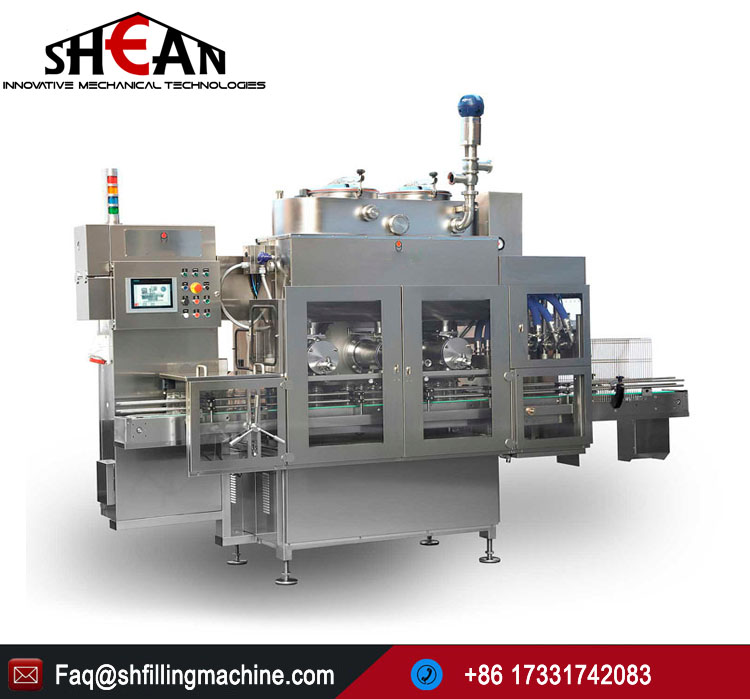 China Automatic Hot Filling Coconut Juice with Pulp Four in One Machine Price